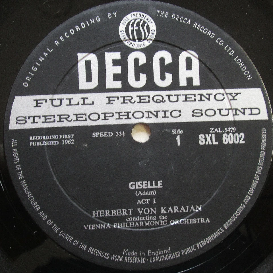 SXL 6002 ED1 Adam Giselle Karajan Vienna Philharmonic Decca WBG 1st VG - Image 3 of 4