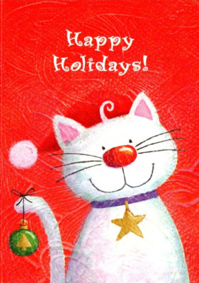 JOLLY FESTIVE CAT Christmas Greeting Card w/ Envelope MG25