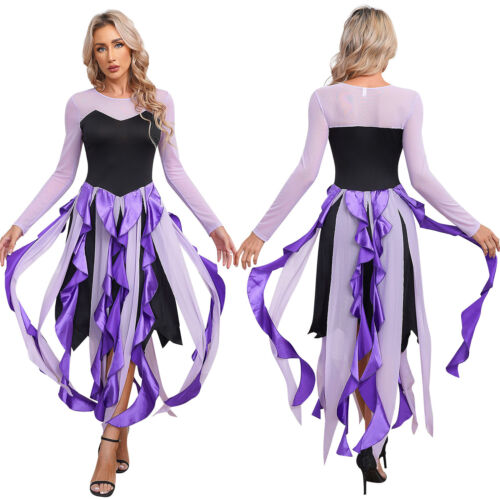 Damen Meerjungfrau Prinzessin Cosplay Kostüm Pailletten Dress Up Halloween Party - Bild 39 von 56