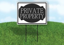 PRIVATE PROPERTY BLACK TAG Yard Sign Road with Stand LAWN SIGN