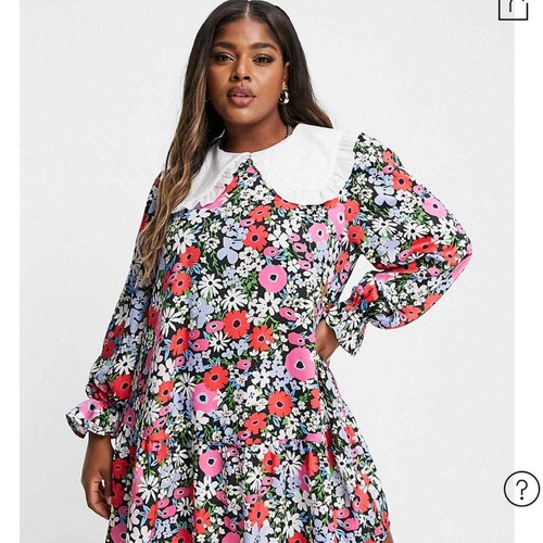 Bib Collar Black Floral Dress 