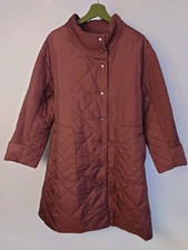 Yacco Marricard Quilted Coat High Neck Pin Tuck Size 2 (12) Chocolate Brown