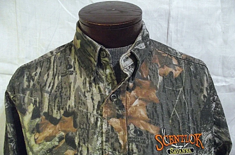CAMO Vtg Scent-Lok Savanna Mens Camouflage Hunting Shirt Mossy Oak Break Up - Image 3 of 4
