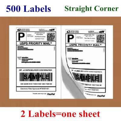 500 8.5''x5.5'' Shipping Postage Labels Half Sheet Self-Adhesive for Laser Inkjet