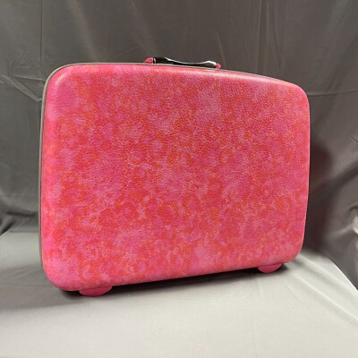 Samsonite Silhouette Hard Shell Pink Marbled Suitcase 1960s Beautiful