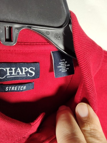 Chaps Stretch Men's Size Large Red Polo Short Sleeve Shirt New With Tags - Picture 4 of 6