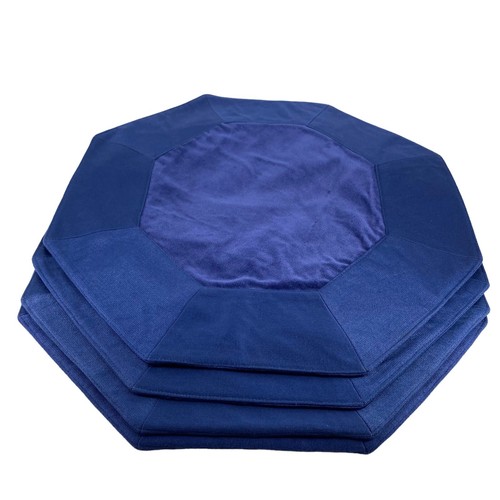 VTG Crate & Barrel Retro Blue Velour Octagon 8 PLACEMATS & 4 Napkins Set EUC - Picture 2 of 9