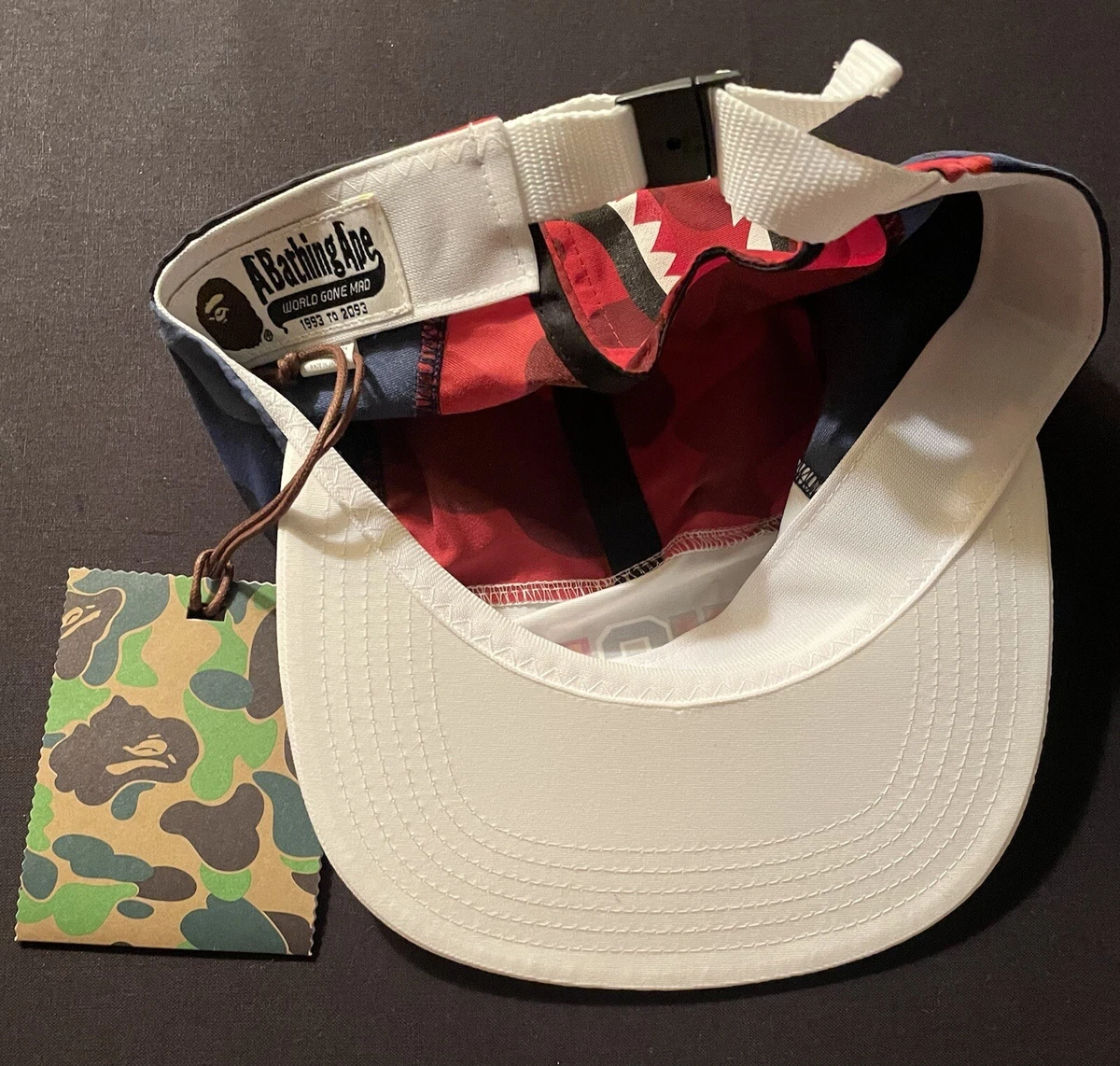 A BATHING APE Bape Buckle Adjuster Jet Cap Hat Multi Color Shark