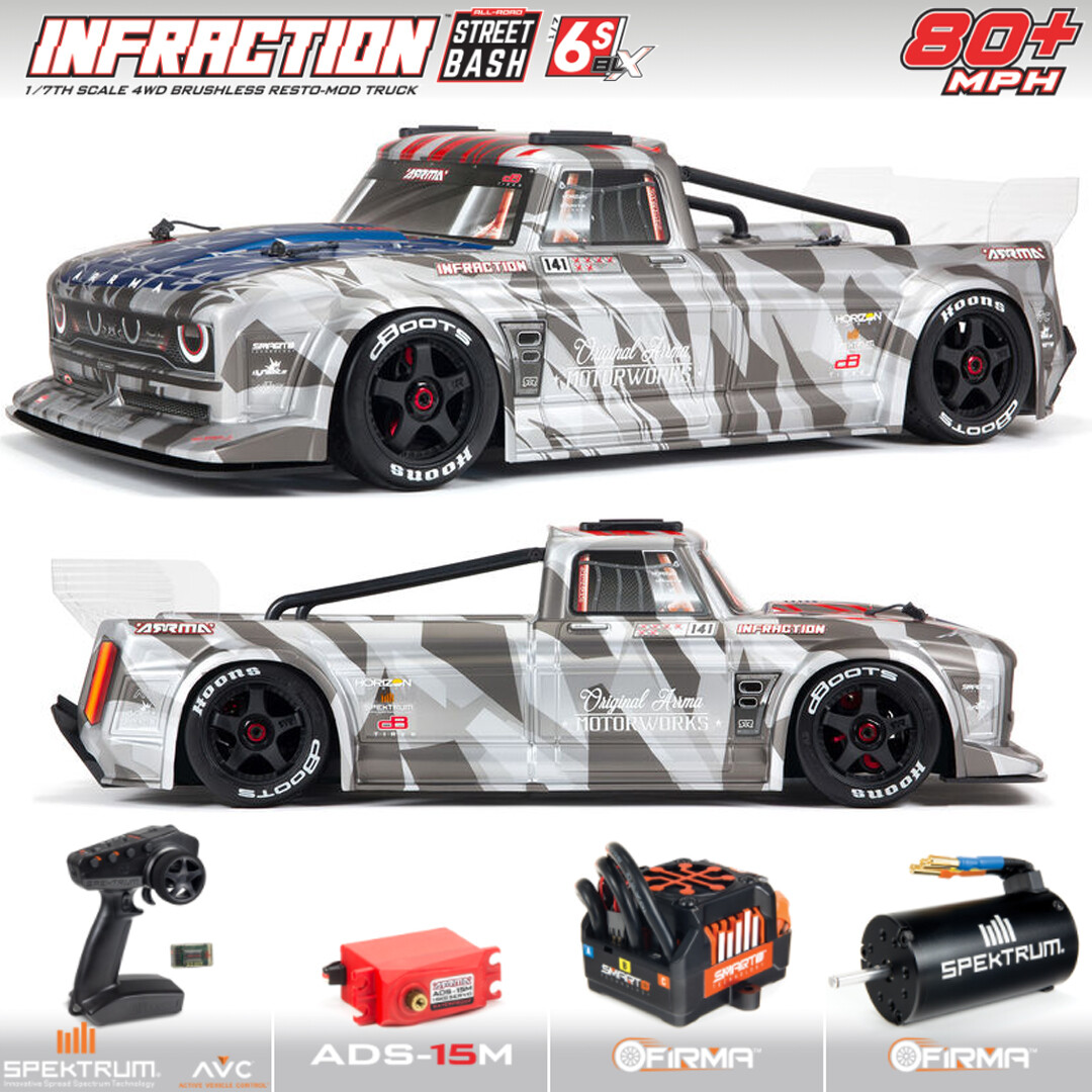 NEW ARRMA 1/7 INFRACTION 6S BLX V2 All-Road Truck RTR Silver
