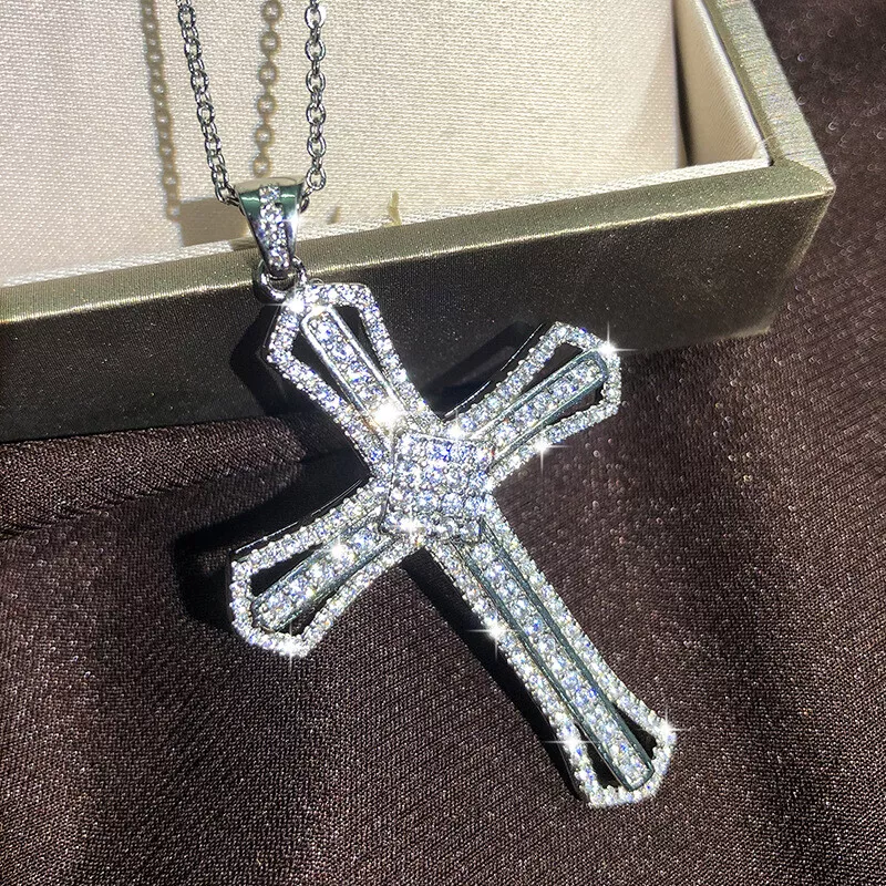Large cubic zirconia cross pendant sale