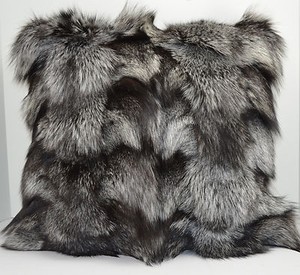 silver fur pillow