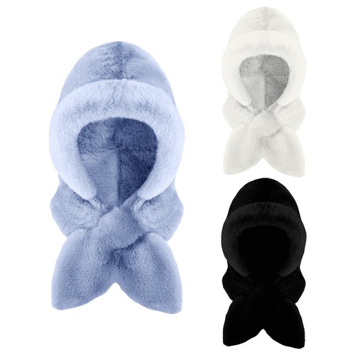 Sciarpa con cappuccio antivento 2 in 1 ispessita antivento cappello sherpa morbido peluche - Foto 2 di 11