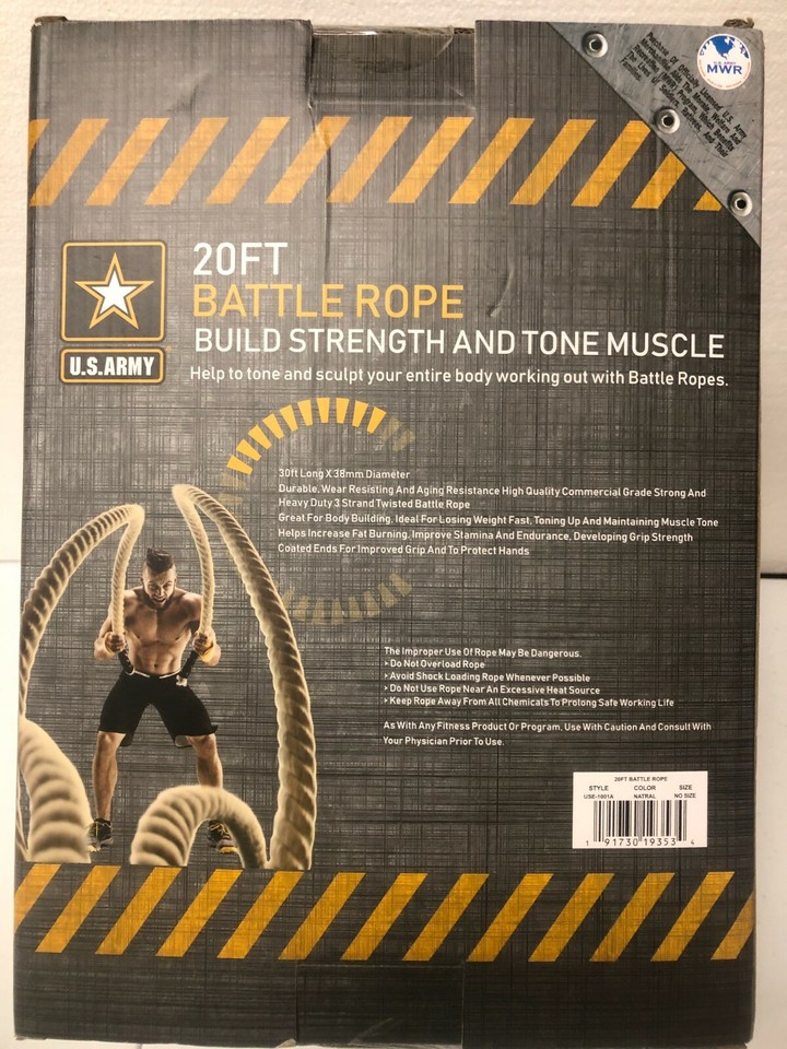 U.S. Army 20 Foot Battle Rope Workout Gym Fitness Cardio Speed Agility ...