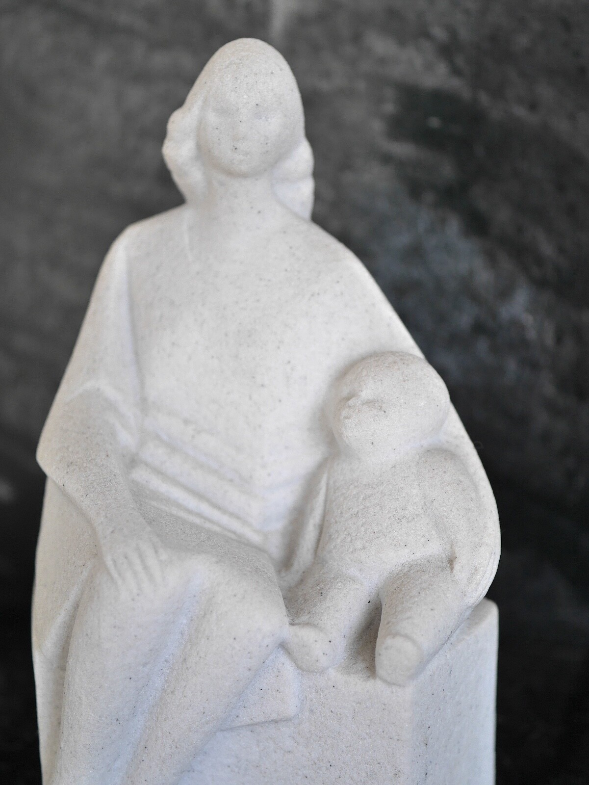 Marbell Belgium Stone Art Sculpture Mother and Child Family Statue Mid