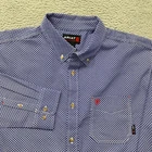 Ariat Work FR Shirt Mens XXL Blue Geometric Fire Resistant Button Down Western
