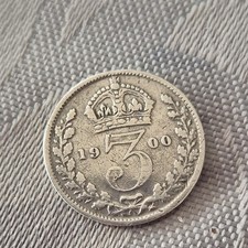1900 Queen Victoria Sterling .925 Silver Threepence 