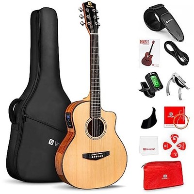 Electric Acoustic Guitar 3/4 Size - 36 Inch Acoustic Electric Guitar Cutaway ...