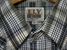 Ely Cattleman Western Pearl Snap Shirt Mens L Plaid Cowboy Rodeo Ranch Wear