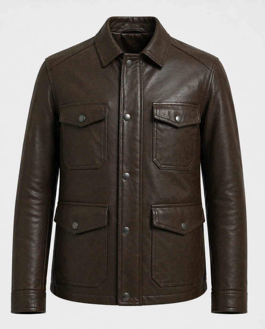 Men’s Harrison Genuin Leather Jacket Brown Insulated Zip Coat Premium Custom