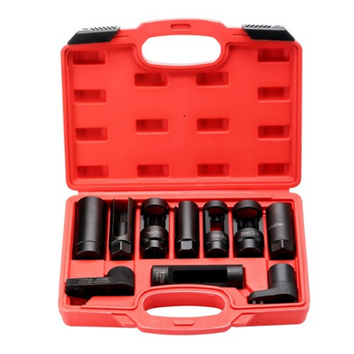 #ad 10pc Oxygen Sensor Socket Set O2 Oil Pressure Sending Unit Removal Tool Kit Case $38.50