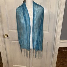 sheer light blue scarf With Subtle Sparkle Detailing 67  X 17  