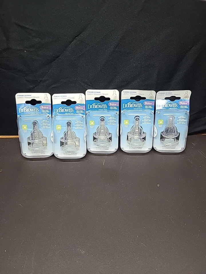 Dr. Brown's Natural Flow Standard Silicone Nipple, Level 4, 9m+, 2 Ct 5 Packs - Изображение 2 из 4