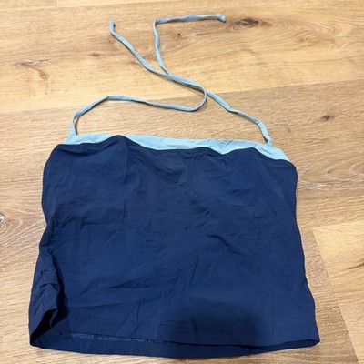 Esprit Beach Women Blue Two Tone Halter Tankini Swim Top Navy Light Blue