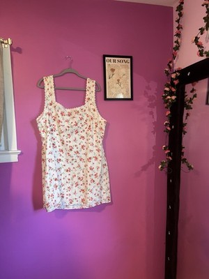 Princess Polly White Floral Square Neck Sleeveless Wide Strap Lace Dress 18