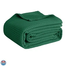 100% Cotton Blankets Throw Size for Bed - Waffle Weave Blankets for Summer, L...