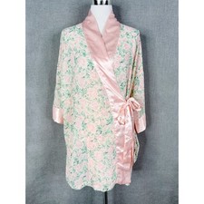 Victorias Secret Robe Womens One Size Fits All Pink Floral Vintage Gold Label
