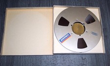 AMPEX 456 GRAND MASTER 1/2 INCH METAL **TAKE-UP REEL** WITH USED TAPE w/ BOX