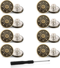 Jeans Buttons Replacement, 8PCS Instant No Sew Buttons for Pants Removable Metal