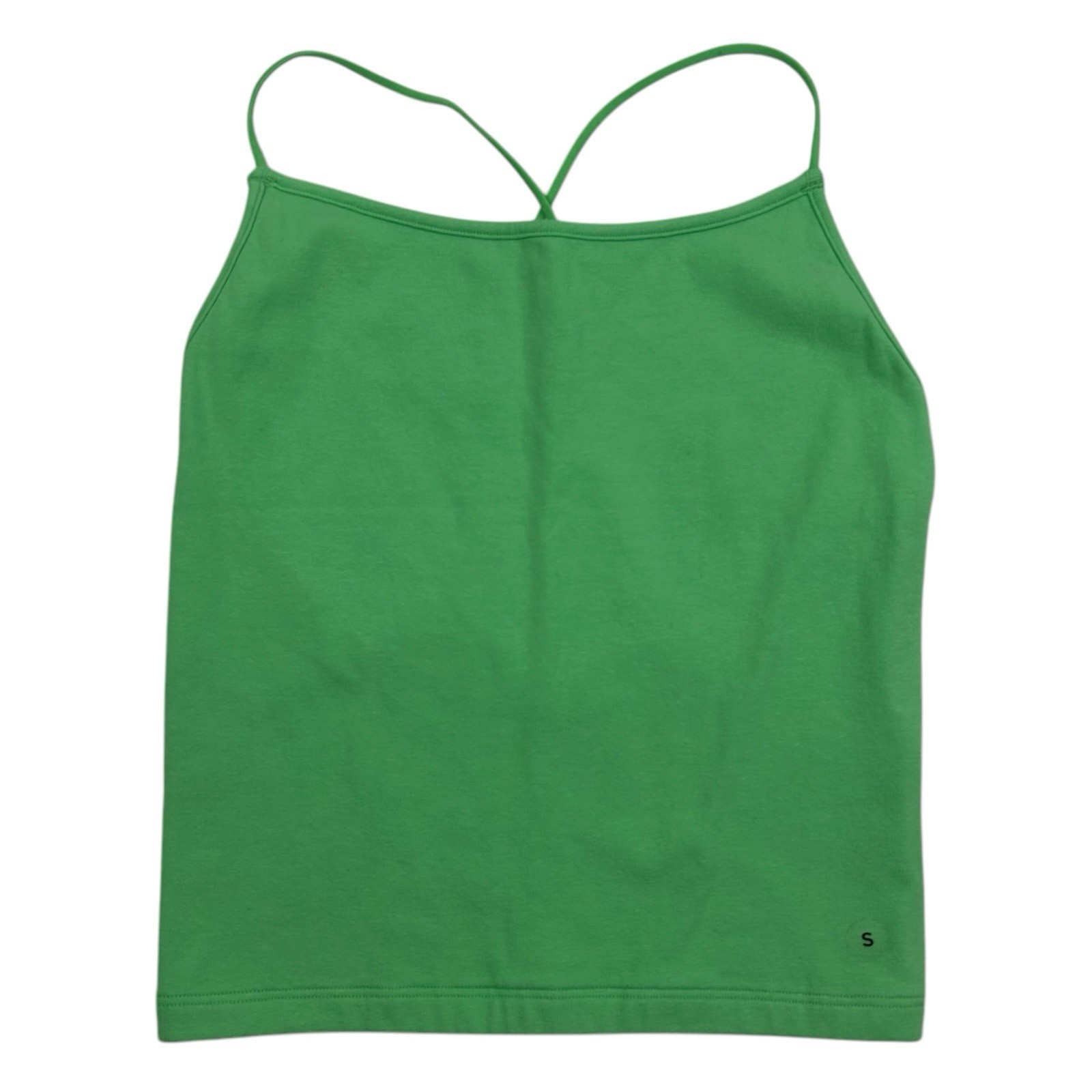 NWT American Eagle Green Cropped Spaghetti Cross Back Tank Top Stretch Sz S