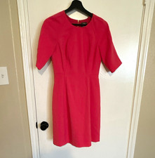 Vince Camuto Pink Solid A-Line Knee Length Short Sleeve Round Neck Dress 2