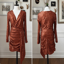 Fashion Nova Center Stage Sequin Mini Dress Bronze L