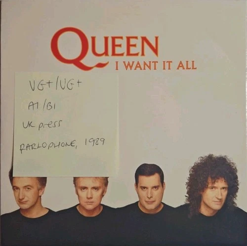 Queen I Want It All Vinyl Record VG+/VG+ QUEEN 10 1989
