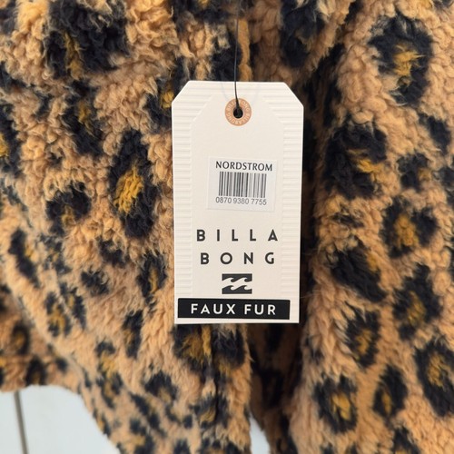 Women's BILLABONG 'Long Road' Leppard Print Faux Fur Jacket Size XS/6 - NWT - Picture 4 of 4