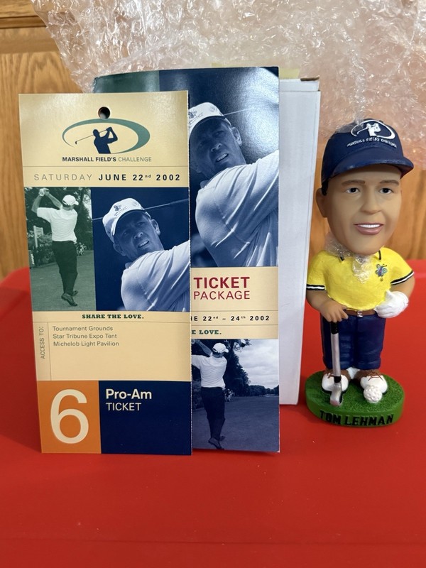 2002 Tom LEHMAN Golf Golfer Minnesota SGA bobblehead RUSH CREEK + ticket package