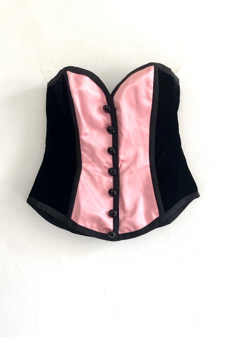 ICONIC 1988 RUNWAY YVES SAINT LAURENT RIVE GAUCHE ROSA E NERO CORSETTO TOP