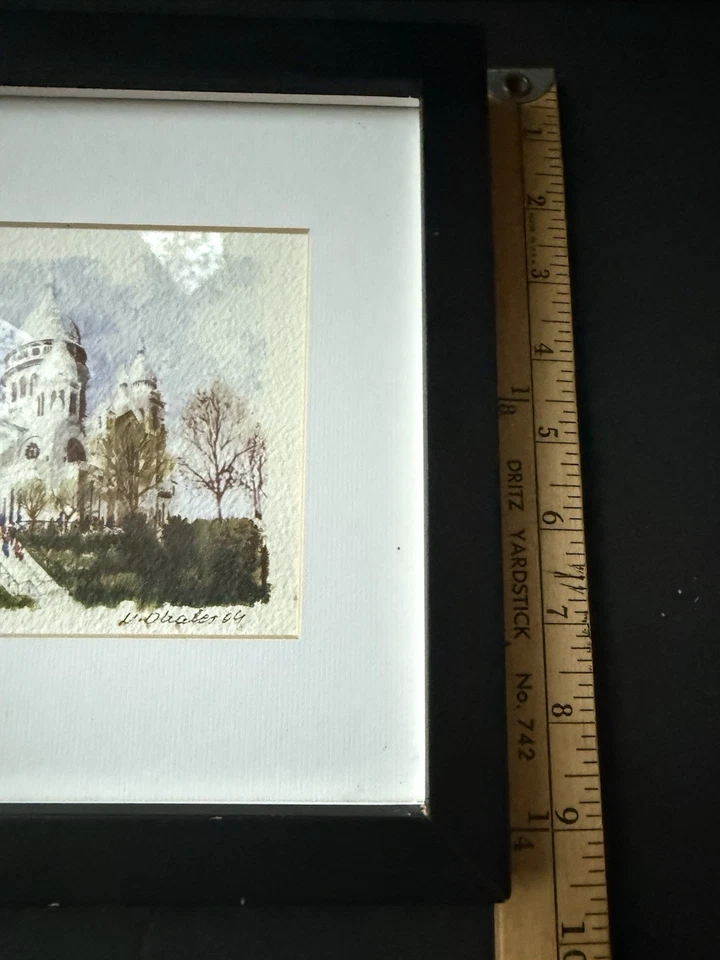 Pottery Barn Watercolor Print Wall Hanging Framed Matted 9x9 Minimalist Cottage - Image 3 of 4