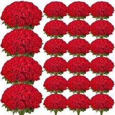 Artificial Flowers, 500 pcs Real Looking Red Foam Fake Roses Bulk, Faux Red Brid