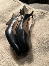 slingpumps 38 Navyboot Leder Schwarz Vero Cuoio