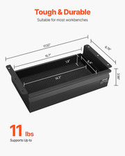 16" Wide Under Desk Drawer Slide Out, 17x9x4 in