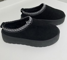 Mudd Black Stormy White Embroidered Platform Slip On Clog Shoes Womens Size 8.5