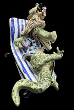 Blue Sky Corp Heather Goldminc Ceramic Lounge Chair Alligator Music Box
