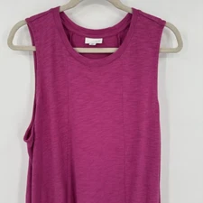 J Jill Dress Womens XL Magenta Pima Cotton Sleeveless Tank A-Line Swing Midi