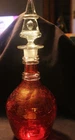 RED CRACKLE GLASS DECANTER WITH APPLIED RINGS CREDITED TO BLENKO