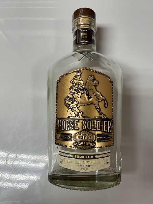Horse Soldier Signature Bourbon Whiskey Empty Unrinsed Glass Clear Bottle 750 ML