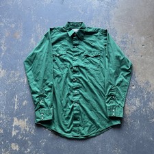 VTG 1970s H Bar C California Ranchwear Western Shirt Mens Green Snap Size 16-35
