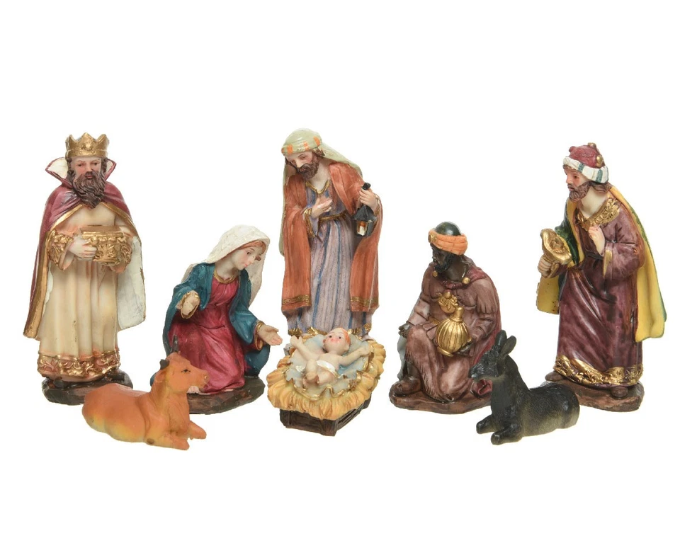 Krippenfiguren Set 8 Figuren 11cm Traditionell Handbemalt Krippe Krippenset Xmas - Bild 2 von 4